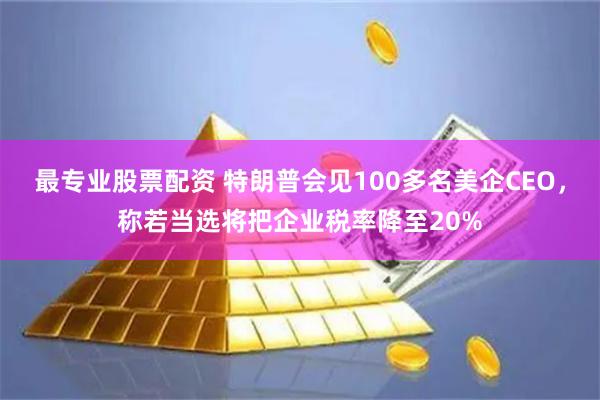 最专业股票配资 特朗普会见100多名美企CEO，称若当选将把企业税率降至20%